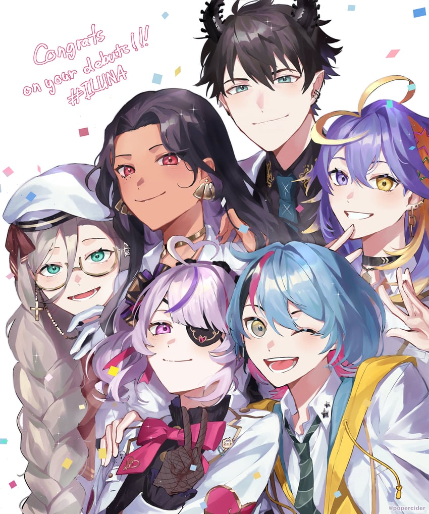 maria marionette, scarle yonaguni, ren zotto, aia amare, aster arcadia, and 1 more (nijisanji and 1 more) drawn by papercider