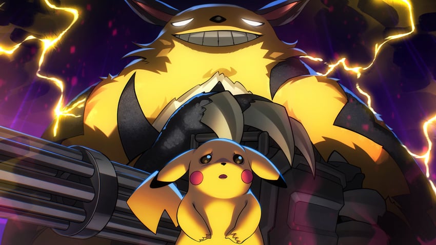 pikachu and grizzbolt (pokemon and 1 more) drawn by easterhands