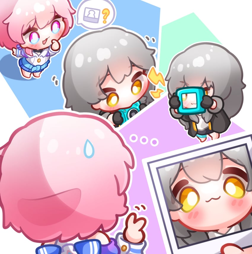 trailblazer, stelle, and march 7th (honkai and 1 more) drawn by orcavice