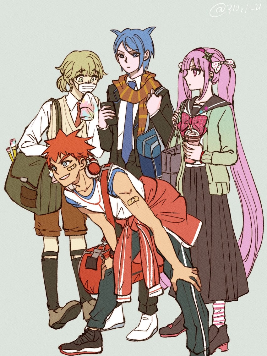 utsugi kotoko, shingetsu nagisa, daimon masaru, and kemuri jataro (danganronpa and 1 more) drawn by midori_(310ri_21)