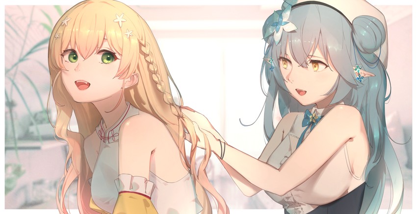 yukihana lamy and momosuzu nene (hololive) drawn by oekaki_taro