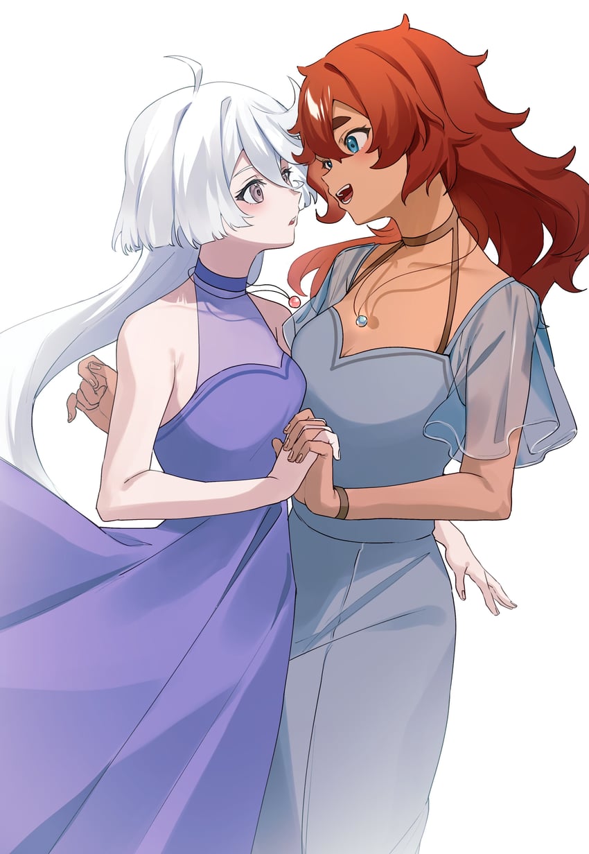 suletta mercury and miorine rembran (gundam and 1 more) drawn by kameria526