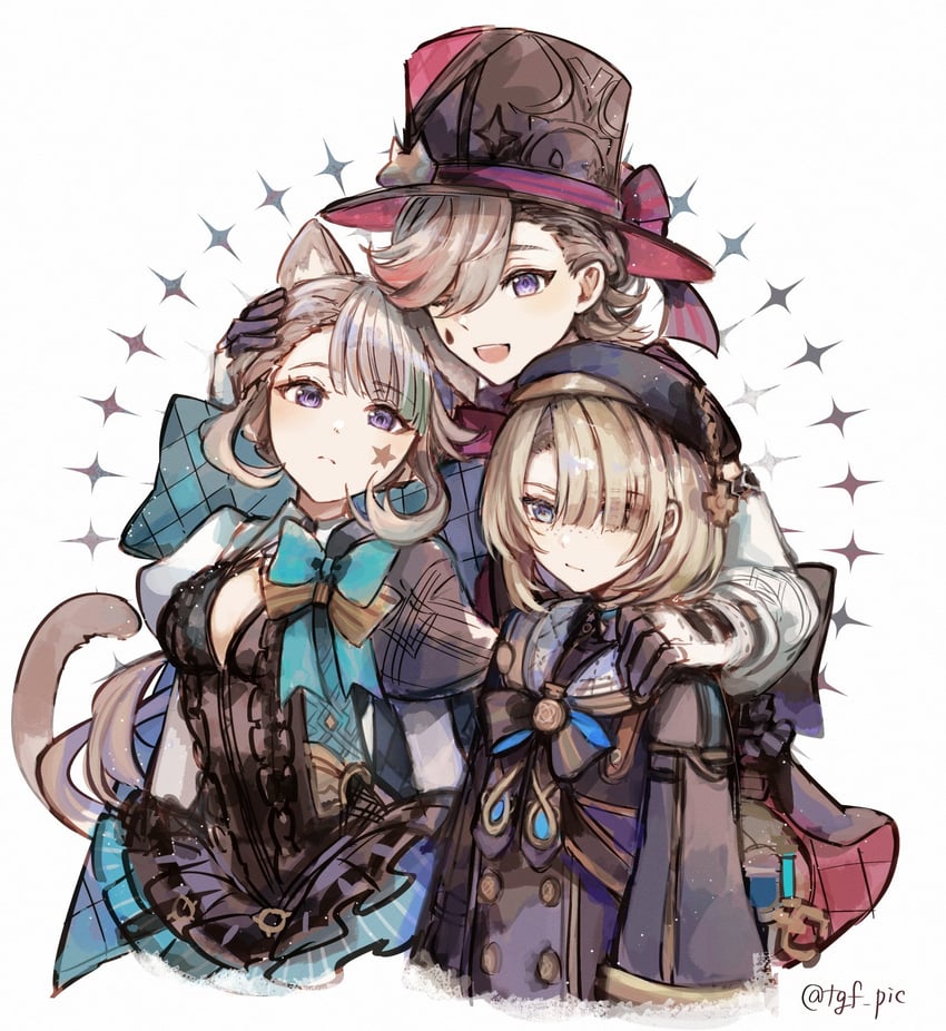 lynette, lyney, and freminet (genshin impact) drawn by tgf_pic