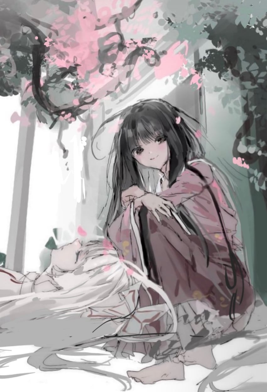 fujiwara no mokou and houraisan kaguya (touhou) drawn by sesmkun