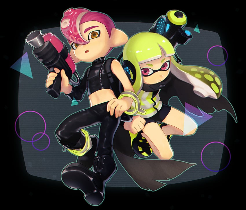 agent 8 and agent 3 (splatoon and 2 more) drawn by sakino_(sanodon)