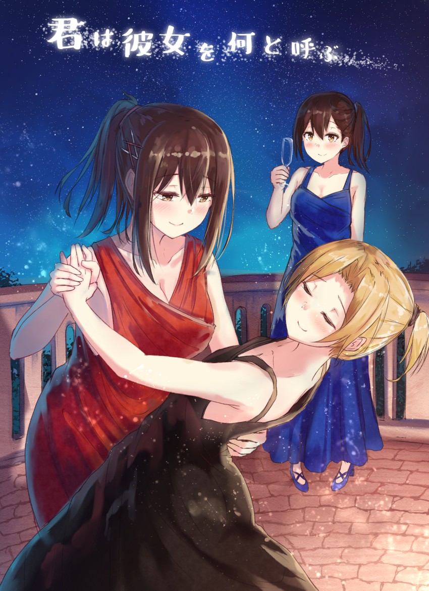 kaga, akagi, and maikaze (kantai collection) drawn by karo-chan