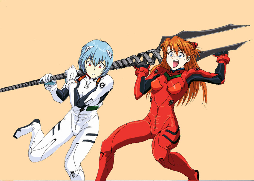 souryuu asuka langley and ayanami rei (neon genesis evangelion) drawn by rx92