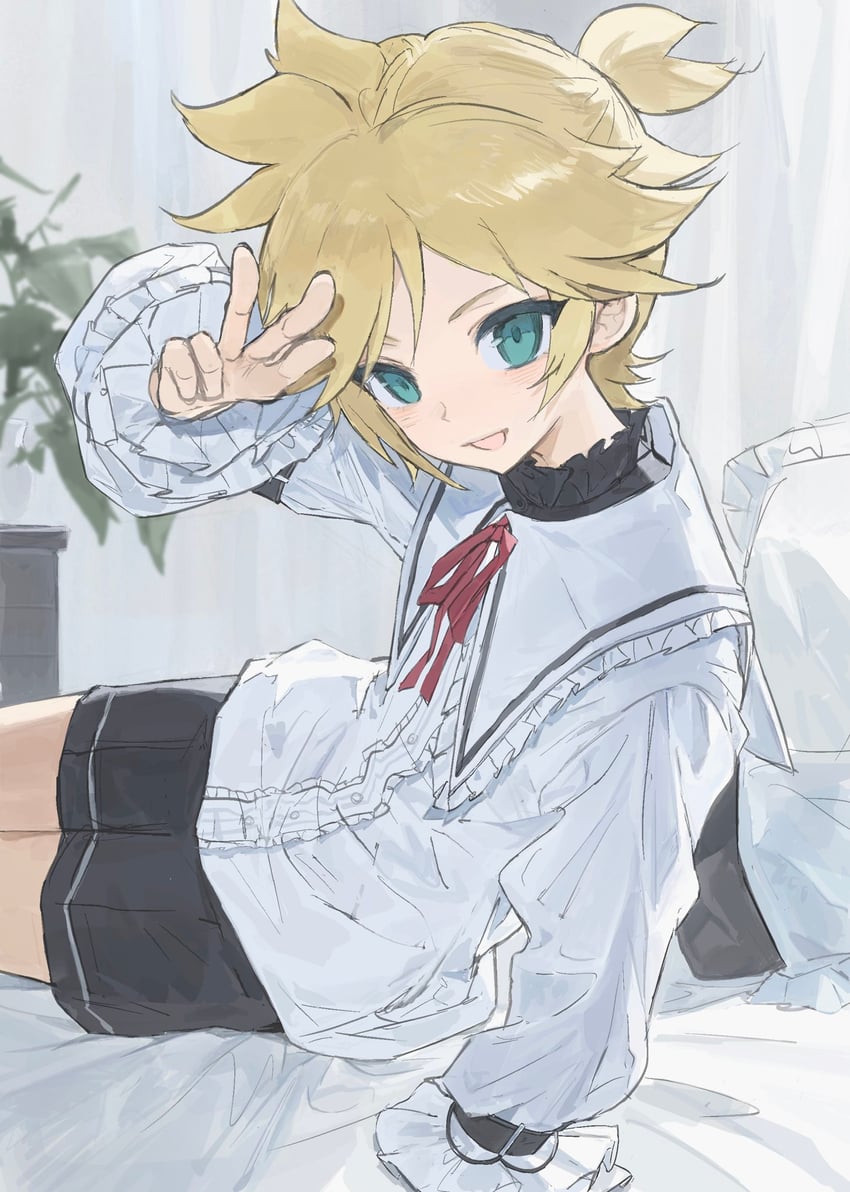 kagamine len and 25-ji len (vocaloid and 1 more) drawn by kaiaik_(zheliakaina)