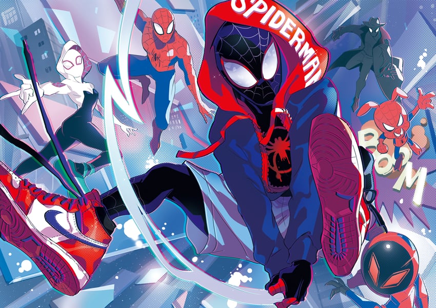 spider-man, spider-gwen, miles morales, sp//dr, peter b parker, and 2 more (marvel and 4 more) drawn by puppeteer7777