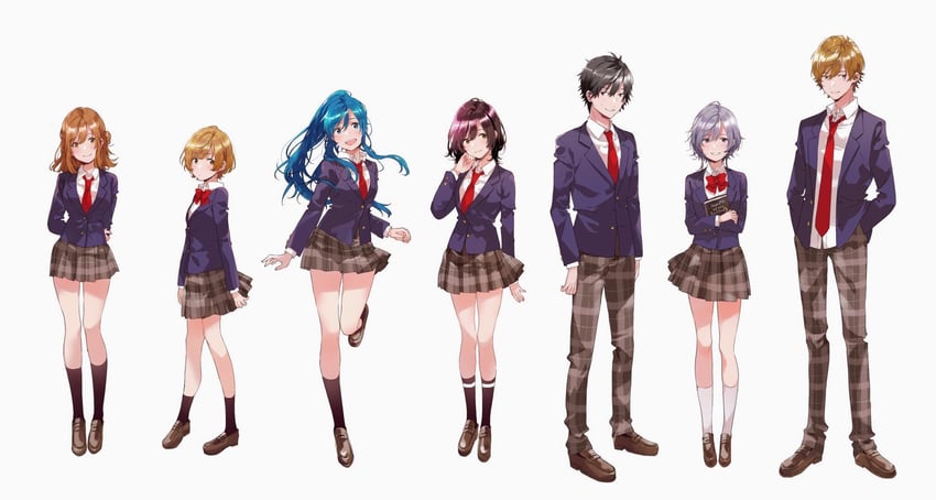 hinami aoi, nanami minami, kikuchi fuuka, tomozaki fumiya, izumi yuzu, and 2 more (jaku-chara tomozaki-kun) drawn by fly_(marguerite)