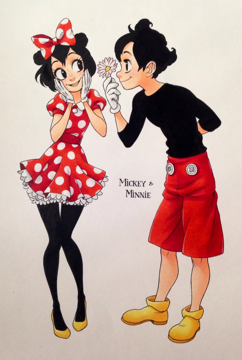 mickey mouse and minnie mouse (mickey mouse & friends) drawn by chihiro_howe