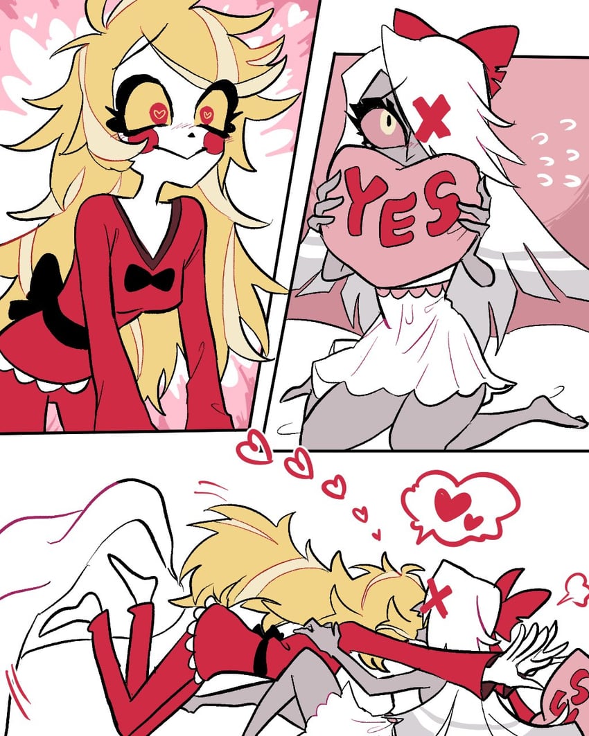 charlie morningstar and vaggie (hazbin hotel) drawn by stmttt