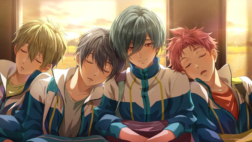 tachibana makoto, nanase haruka, kirishima ikuya, and shiina asahi (free! and 1 more) drawn by zattape