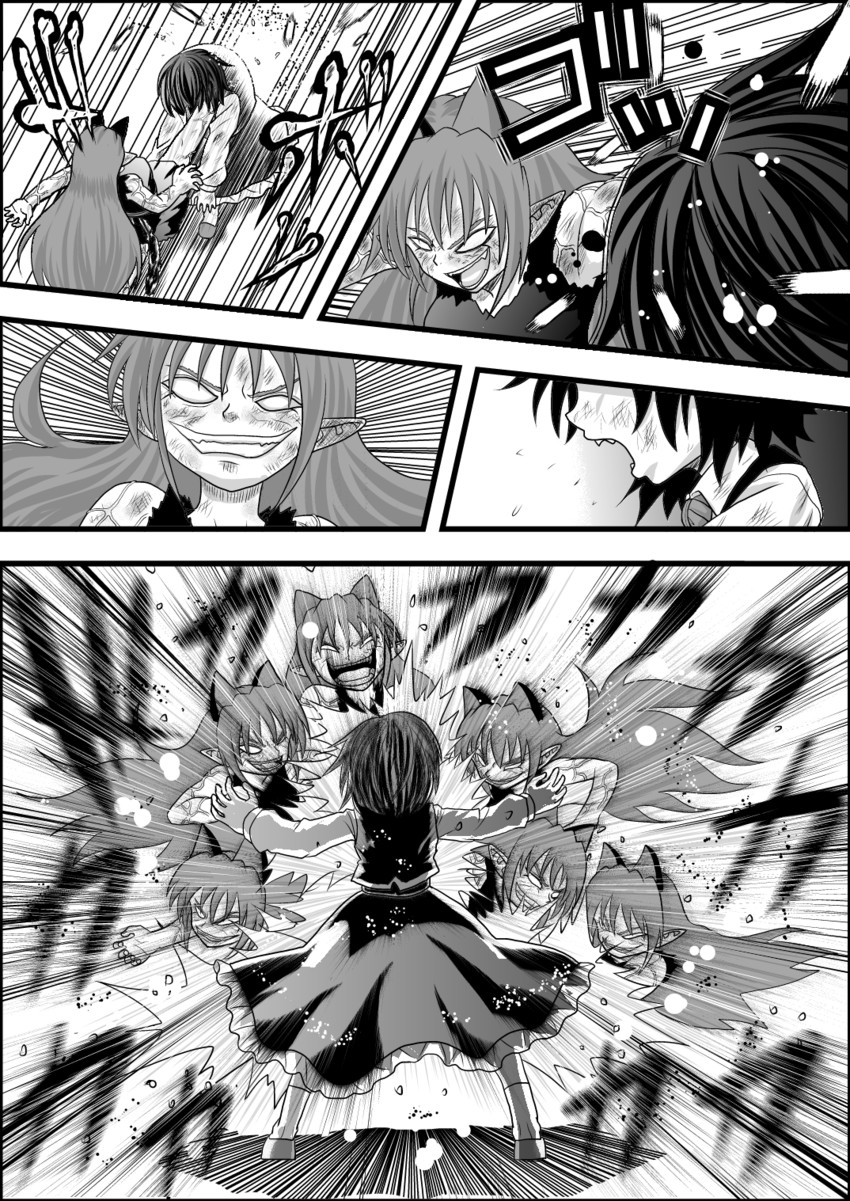 kaenbyou rin, rumia, and ex-rumia (touhou) drawn by niiko_(gonnzou)