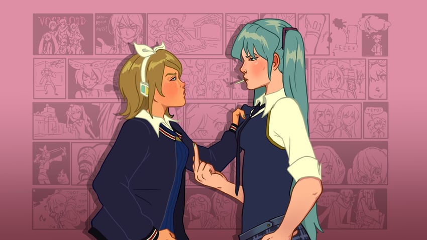hatsune miku, kagamine rin, kagamine len, kasane teto, kaito, and 4 more (vocaloid and 5 more) drawn by gutterpink_(malu)