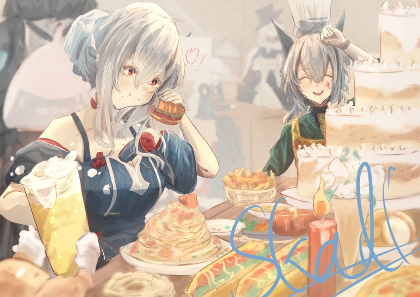doctor, skadi, specter, gladiia, and grani (arknights) drawn by tsunehako
