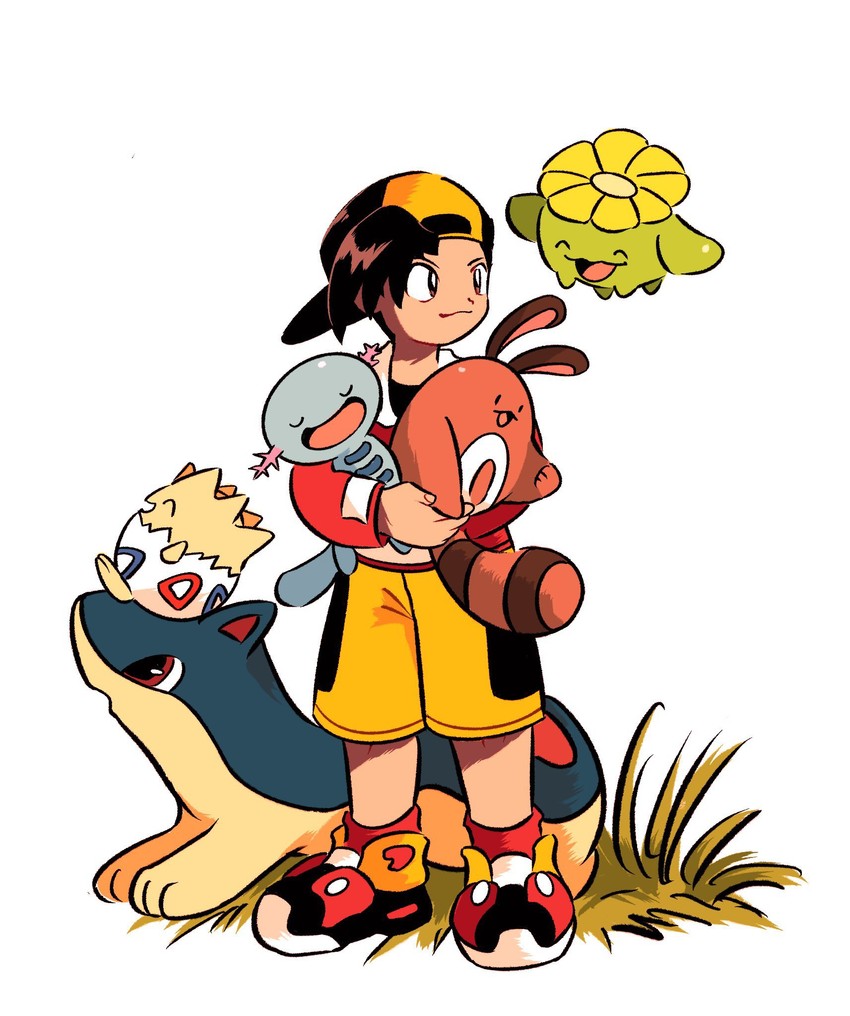 ethan, togepi, wooper, sentret, quilava, and 1 more (pokemon and 1 more) drawn by panmimi