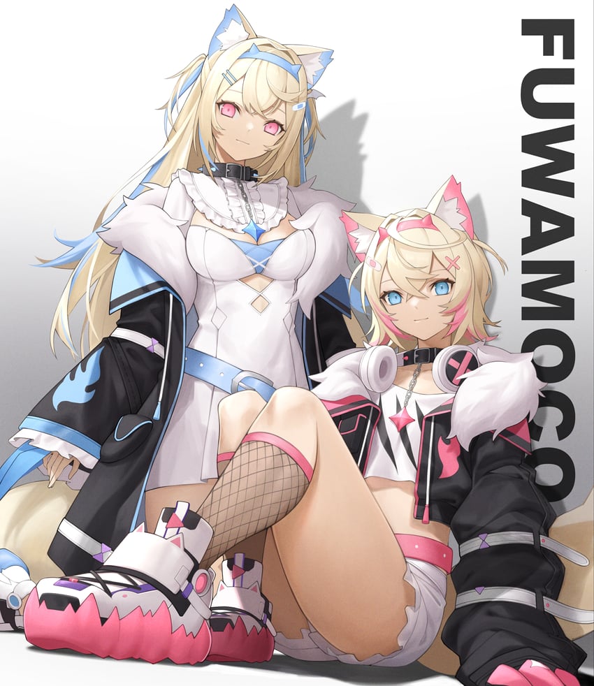 fuwawa abyssgard and mococo abyssgard (hololive and 1 more) drawn by kelfii