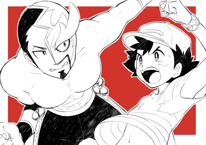 ash ketchum and professor kukui (pokemon and 1 more) drawn by djmn_c