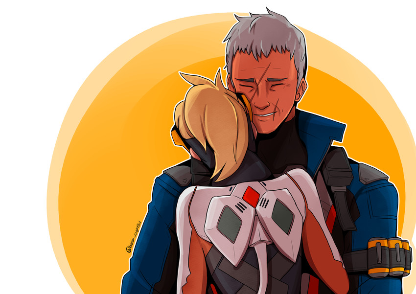 mercy and soldier: 76 (overwatch and 1 more) drawn by youngno