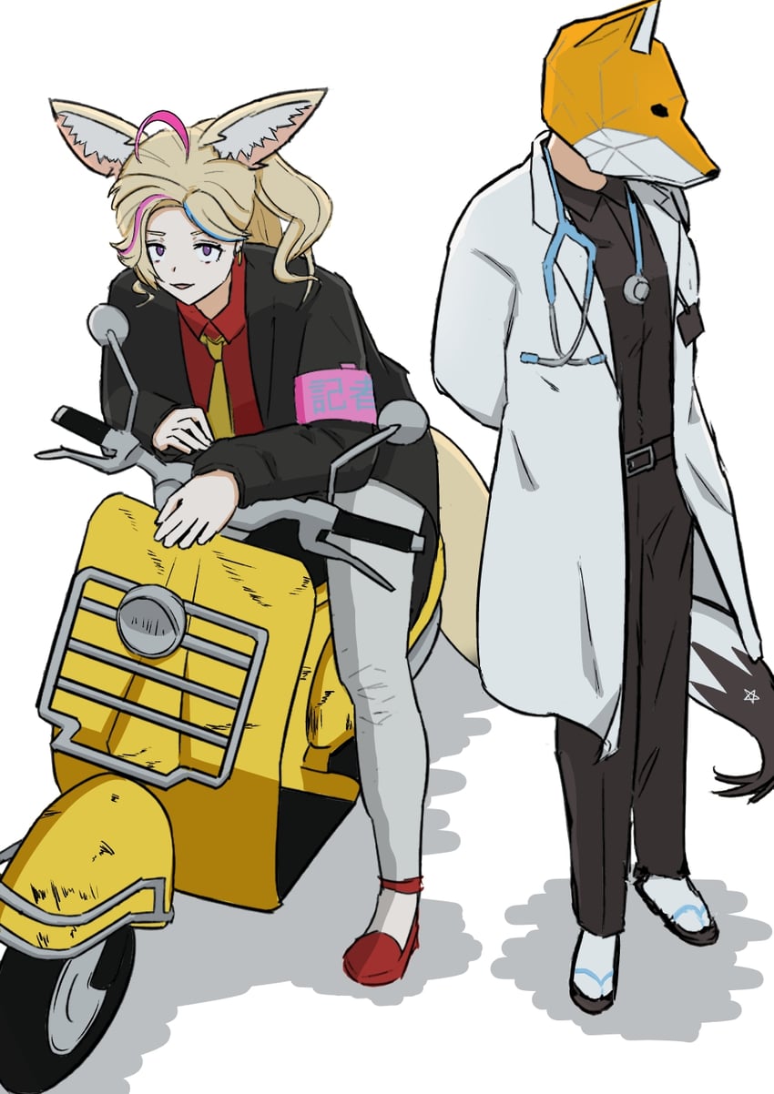 shirakami fubuki and omaru polka (hololive and 1 more) drawn by endou_tengu