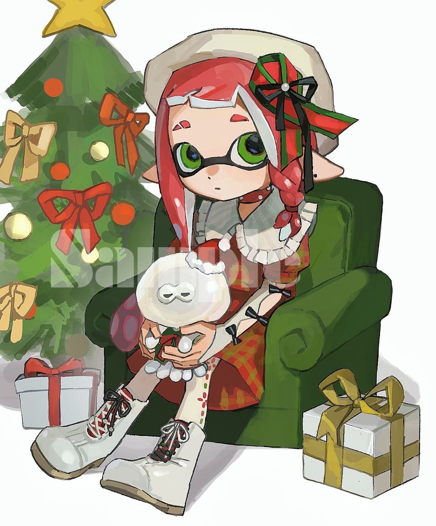 inkling player character, inkling girl, and jellyfish (splatoon) drawn by miko_(15476997)