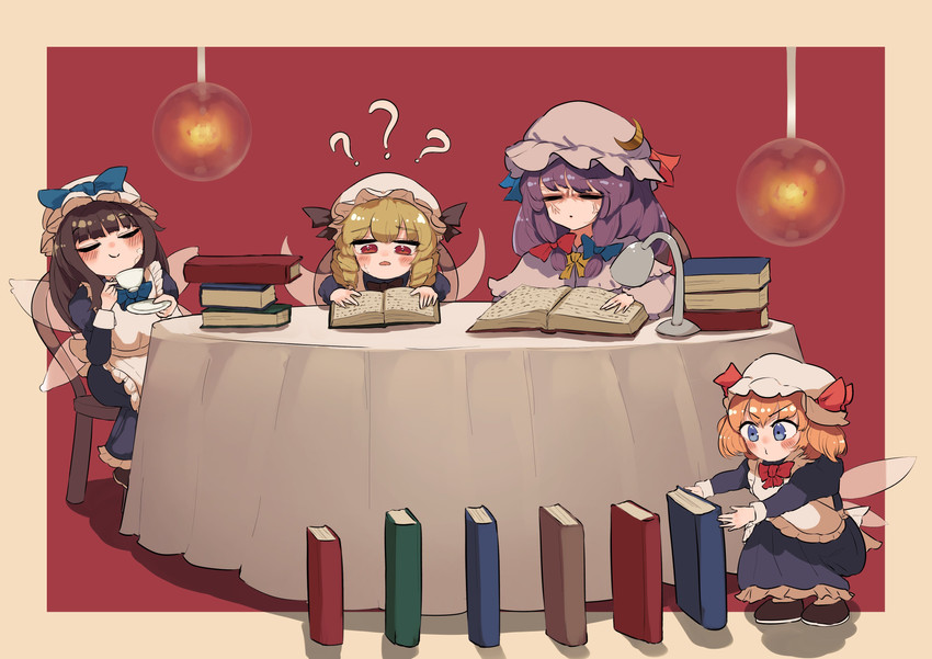 patchouli knowledge, star sapphire, luna child, and sunny milk (touhou) drawn by nanaironokabi