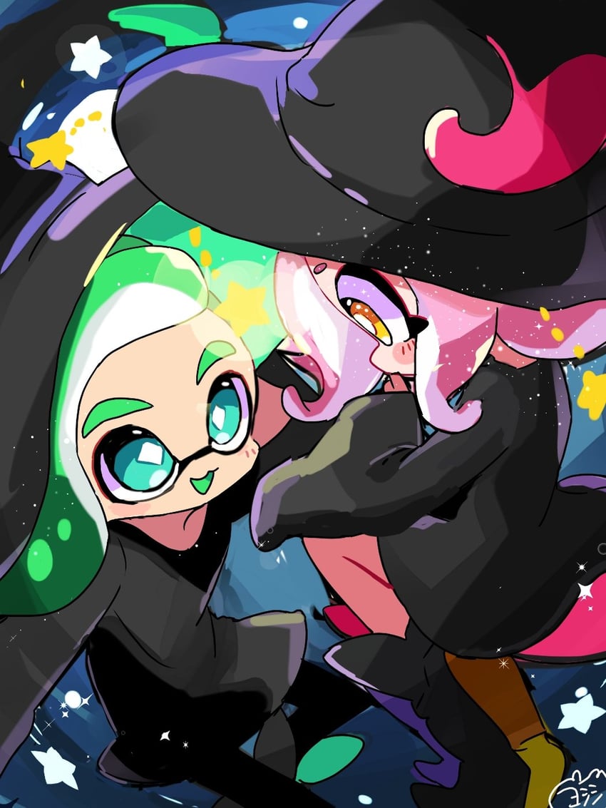 inkling player character, octoling player character, octoling girl, and inkling boy (splatoon and 1 more) drawn by yoshishi_(yosisitoho)