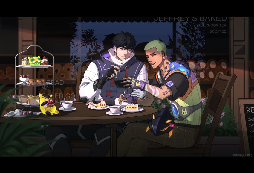 gekko and iso (valorant) drawn by sikong_afeng