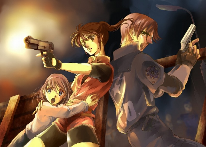 leon s. kennedy, claire redfield, and sherry birkin (resident evil and 1 more) drawn by nao70110