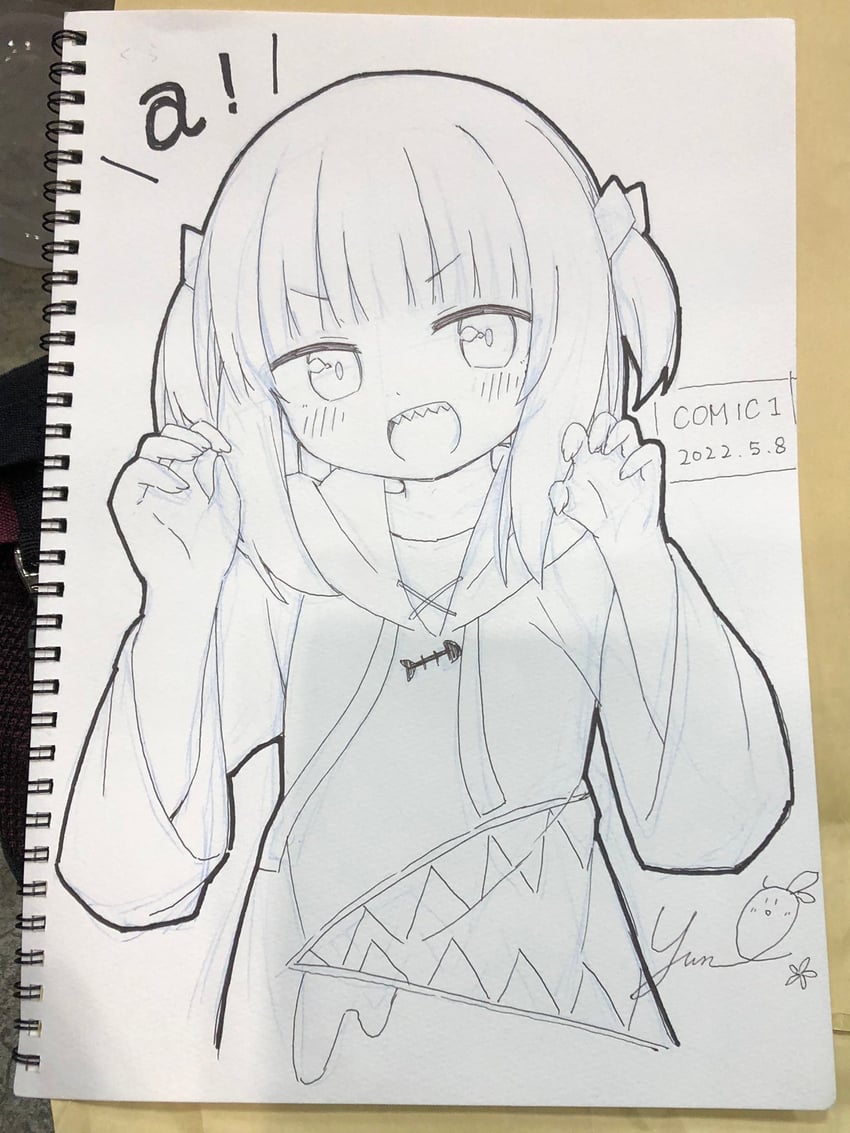 gawr gura (hololive and 1 more) drawn by yuune_(ayanepuna)