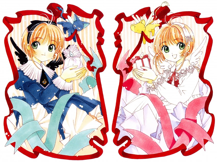 kinomoto sakura, kero, and suppi (cardcaptor sakura) drawn by clamp_(circle)