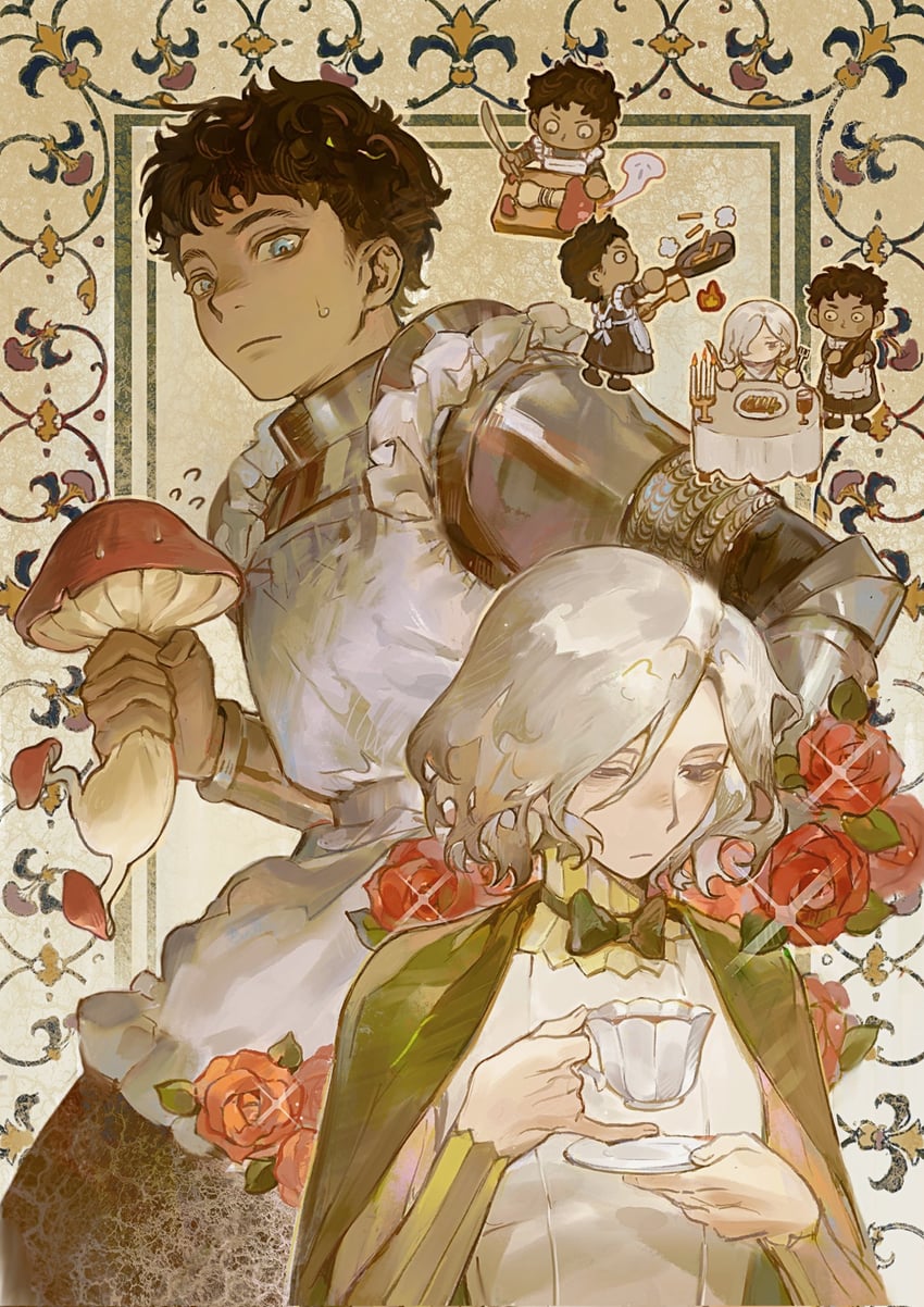 mithrun, kabru, and walking mushroom (dungeon meshi) drawn by duanzhaorz