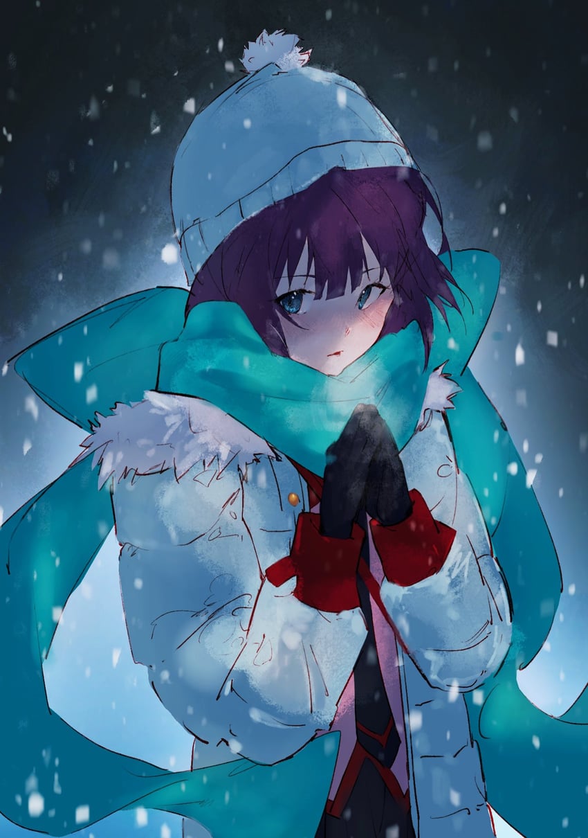 senjougahara hitagi (monogatari and 1 more) drawn by moku_(muooku)