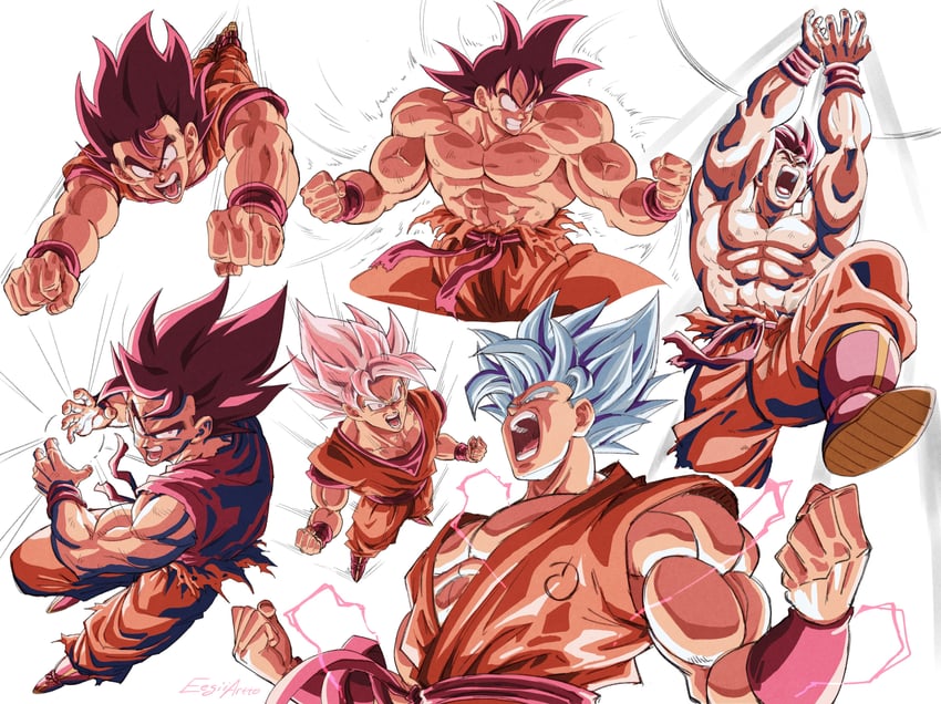 son goku (dragon ball and 2 more) drawn by eegiiartto