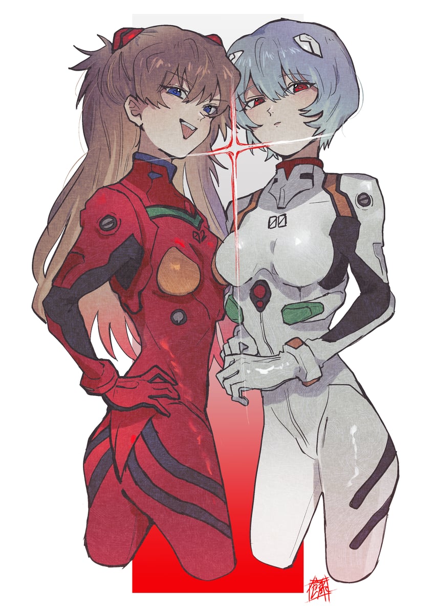 souryuu asuka langley and ayanami rei (neon genesis evangelion) drawn by sokura_(mochichitose)