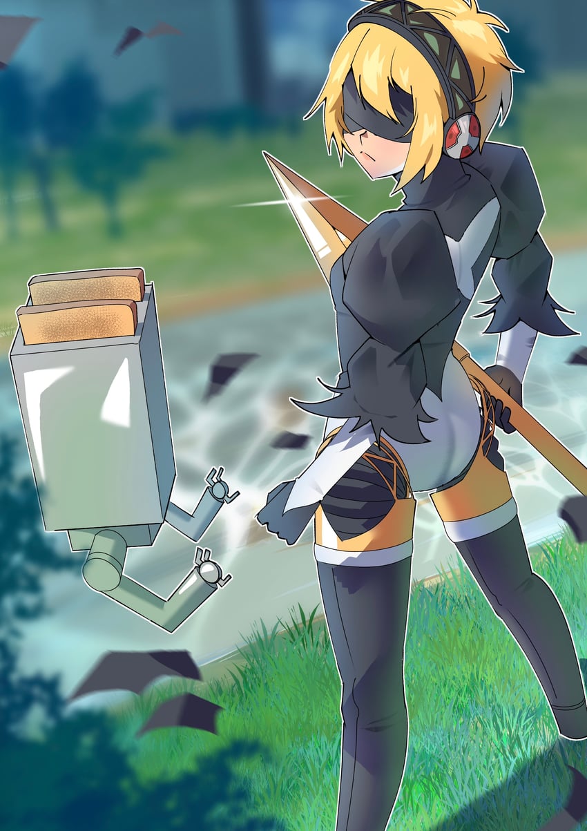 2b, aigis, and pod (persona and 3 more) drawn by gjh