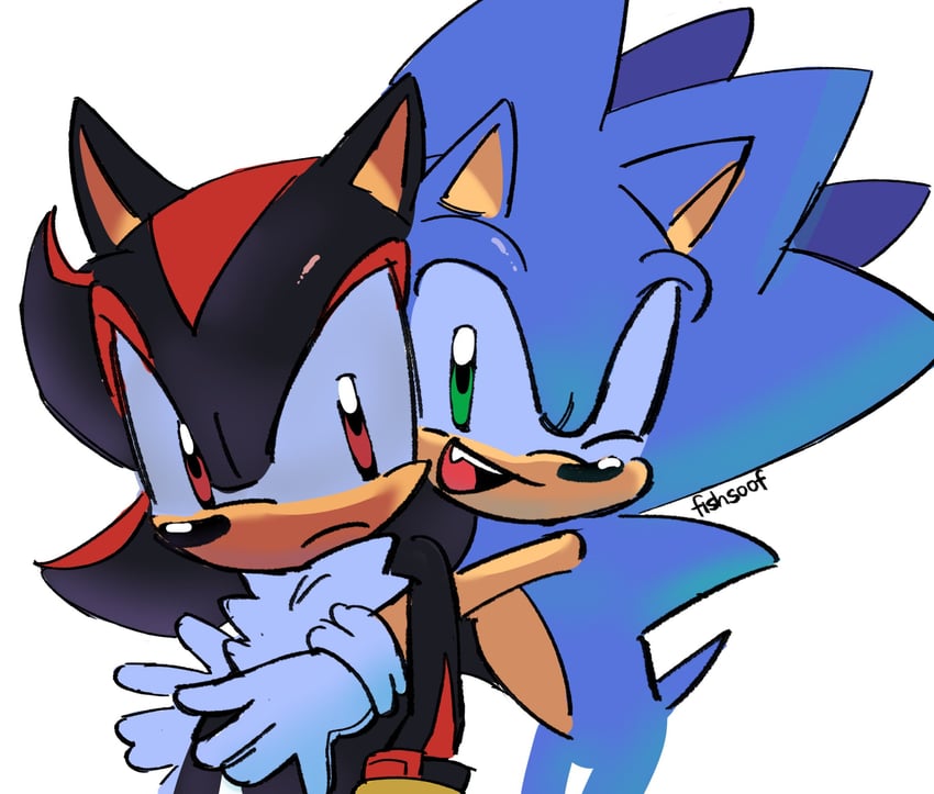 sonic the hedgehog and shadow the hedgehog (sonic) drawn by fishsoof