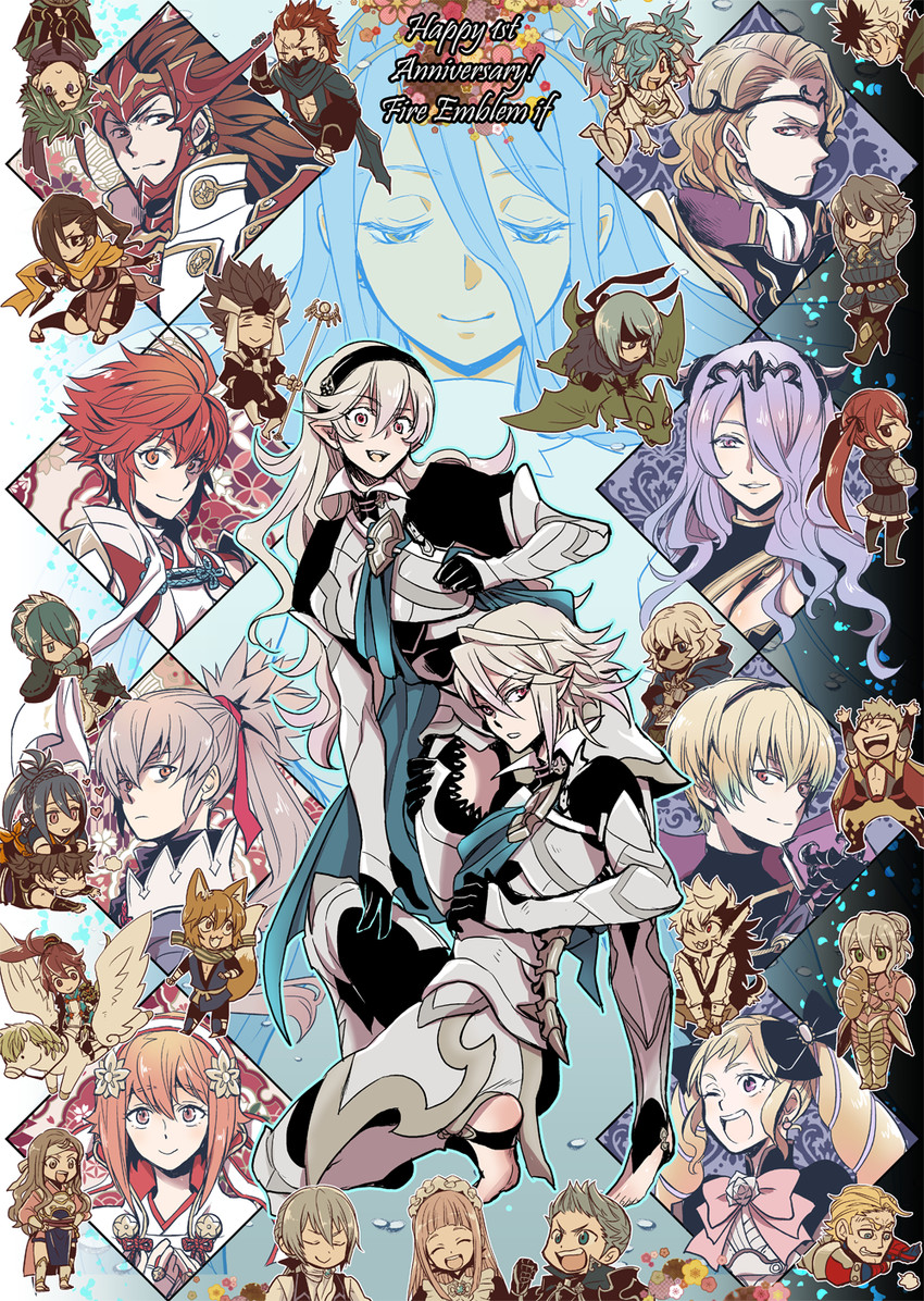 female corrin, camilla, azura, male corrin, elise, and 31 more (fire emblem and 1 more) drawn by sobayu_(chizuwa)