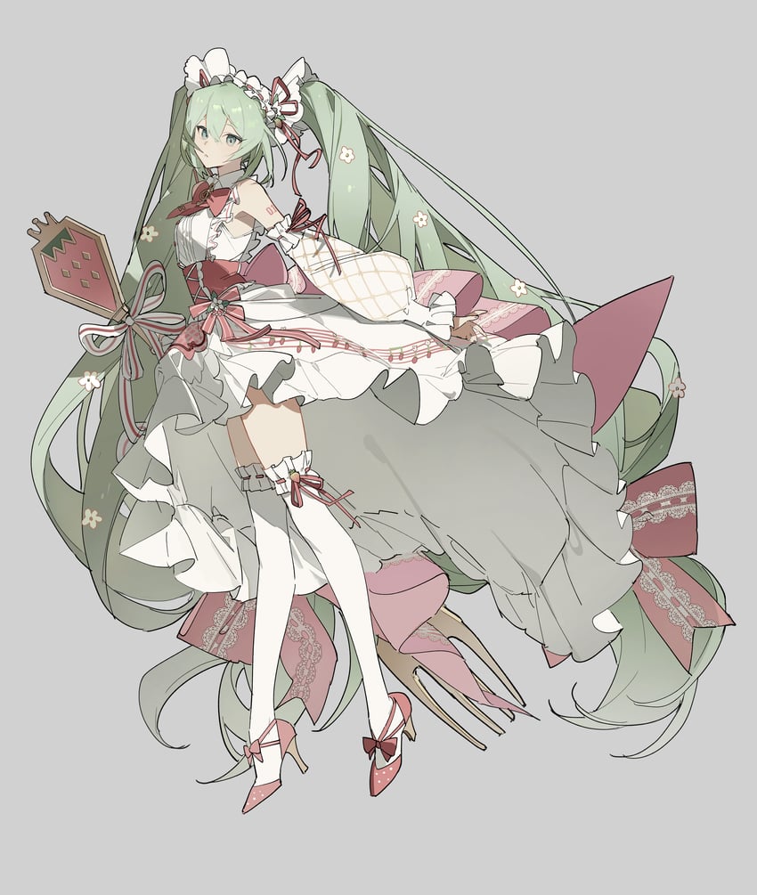 hatsune miku and strawberry miku (vocaloid) drawn by zhibuji_loom