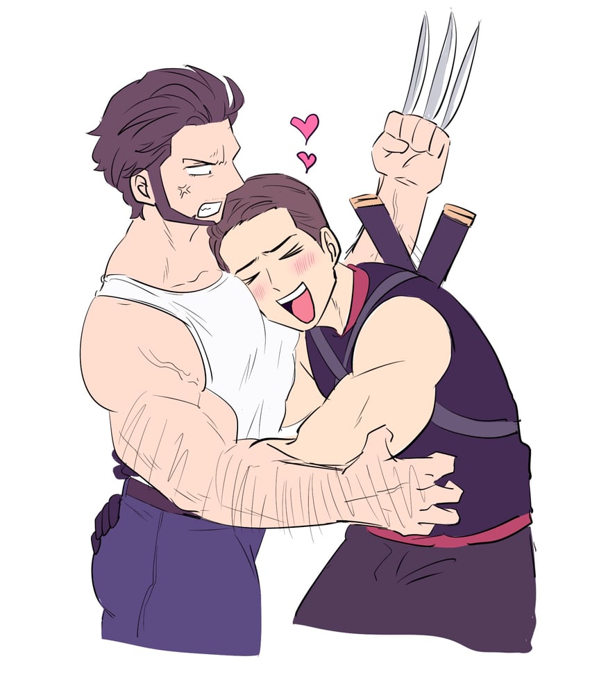 wolverine and deadpool (marvel and 3 more) drawn by 1hao_(@cerbero64)