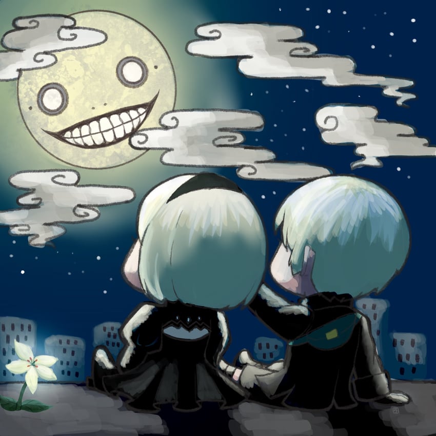 2b, 9s, and emil (nier and 1 more) drawn by heguang_(wakou)