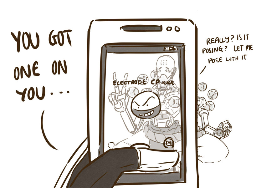 genji, electrode, and zenyatta (pokemon and 3 more) drawn by flipity-art