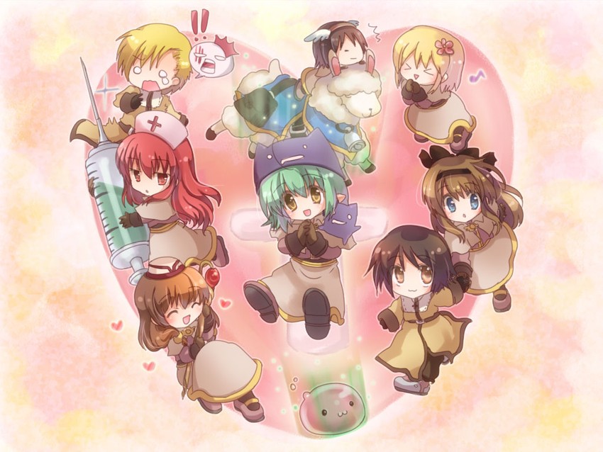 poring and acolyte (ragnarok online) drawn by hizukiryou