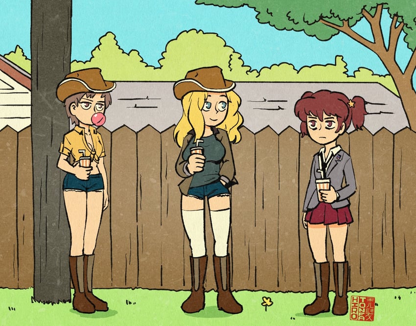 kay, alisa, and naomi (girls und panzer and 1 more) drawn by hirotonfa