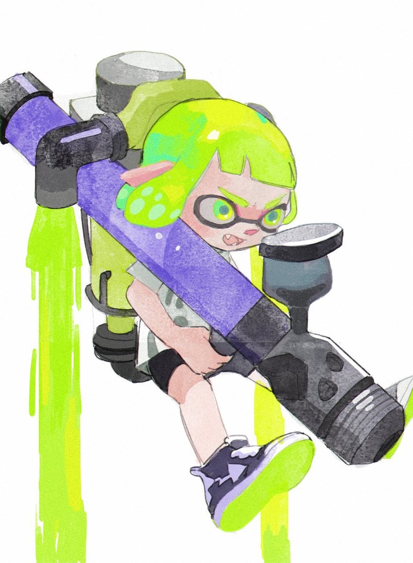 inkling player character and inkling girl (splatoon) drawn by watamoke