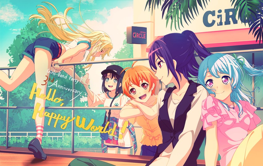 tsurumaki kokoro, okusawa misaki, matsubara kanon, seta kaoru, and kitazawa hagumi (bang dream!)