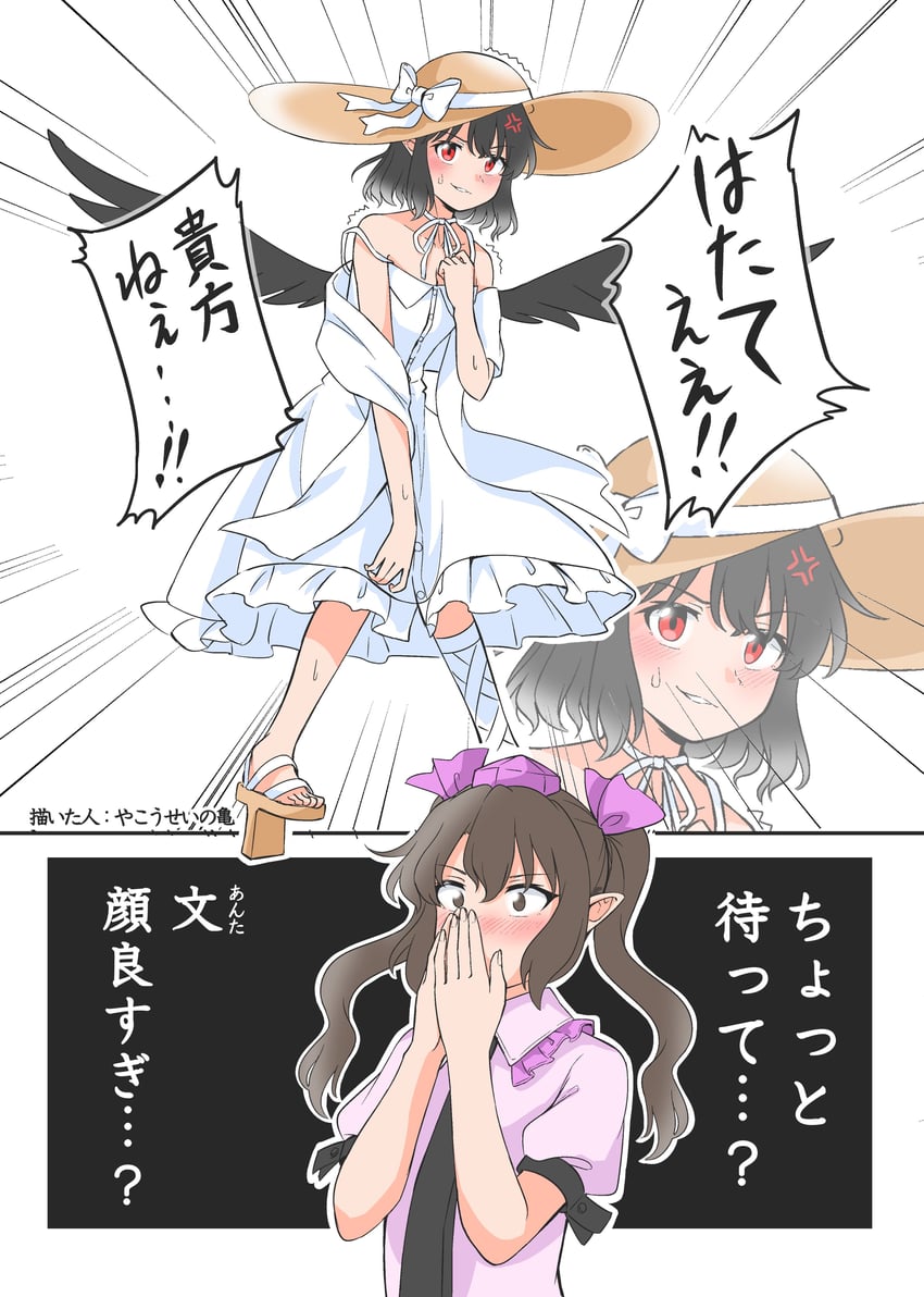 shameimaru aya and himekaidou hatate (touhou) drawn by yakousei_no_kame