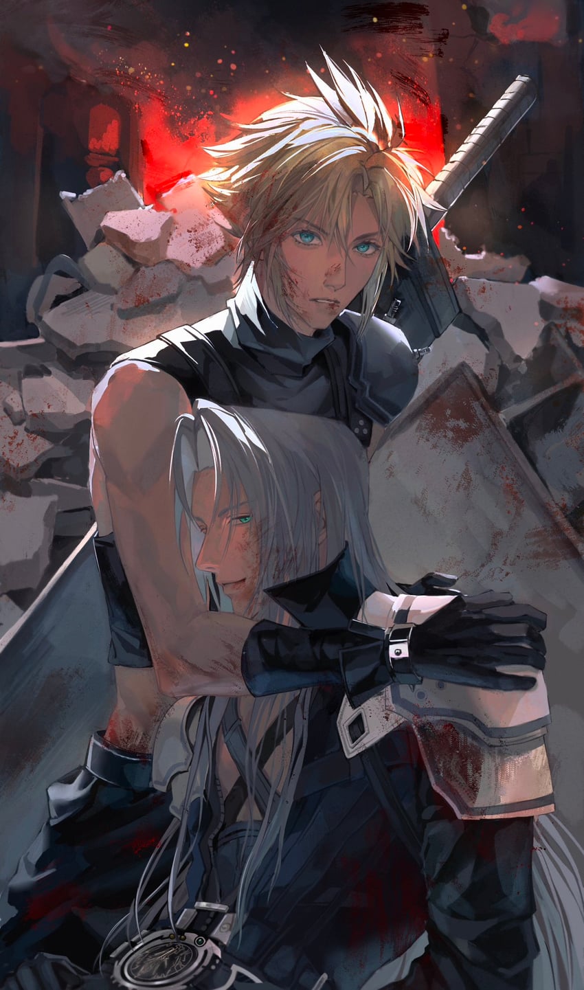 cloud strife and sephiroth (final fantasy and 2 more) drawn by shinian