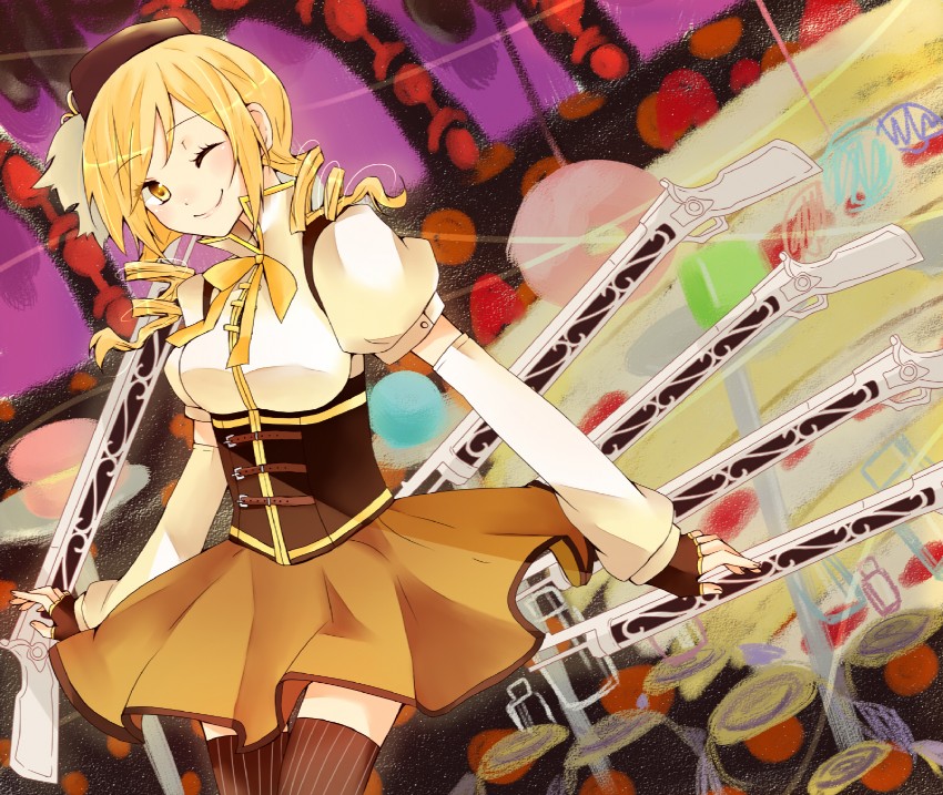 tomoe mami and pyotr (mahou shoujo madoka magica) drawn by baniko_(37003700)